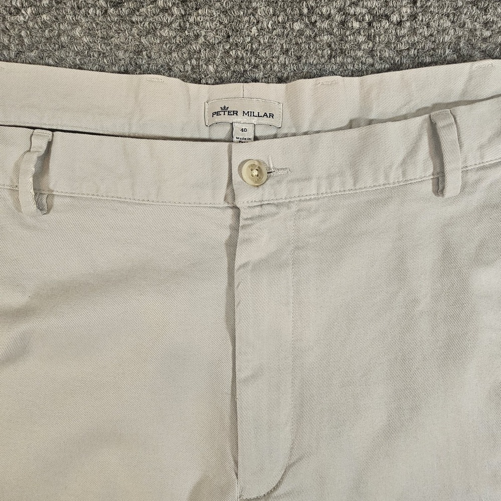 Mens PETER MILLAR Stretch Cotton Chino Shorts‎ Size 40 Tan Golf Casual